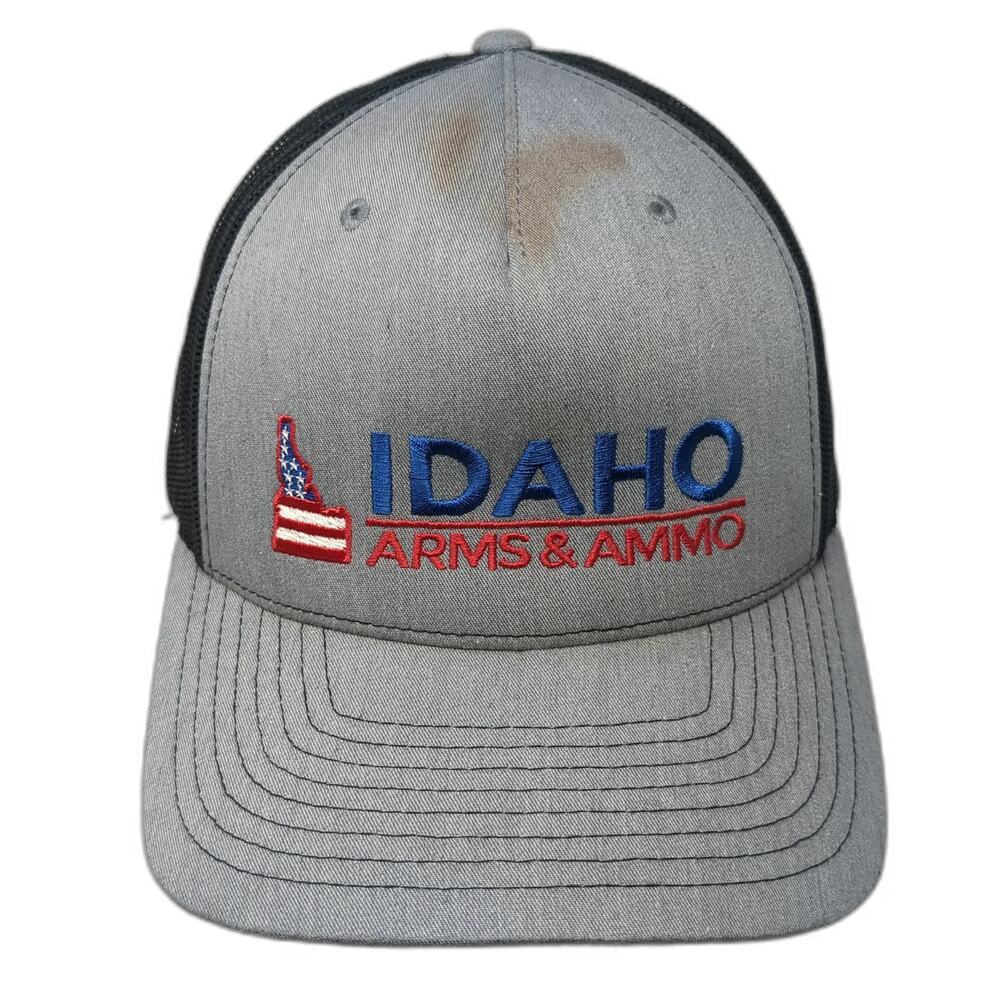 Richardson Trucker Hat Gray Black Blue Red One Size Idaho Arms & Ammo Snapback